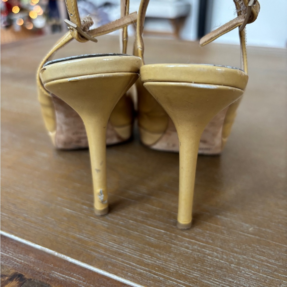 Jimmy Choo Yellow Peep Toe Heels - Picture 3 of 6